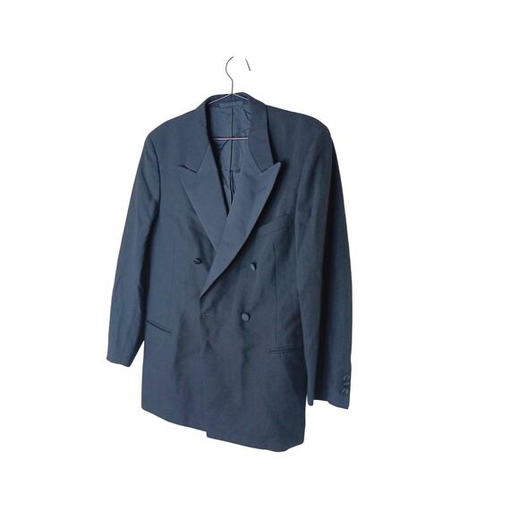 Emporio Armani Made in Italy Black Wool Blazer Jacket 14 (IT 48) Shoulder Pads - Picture 6 of 11